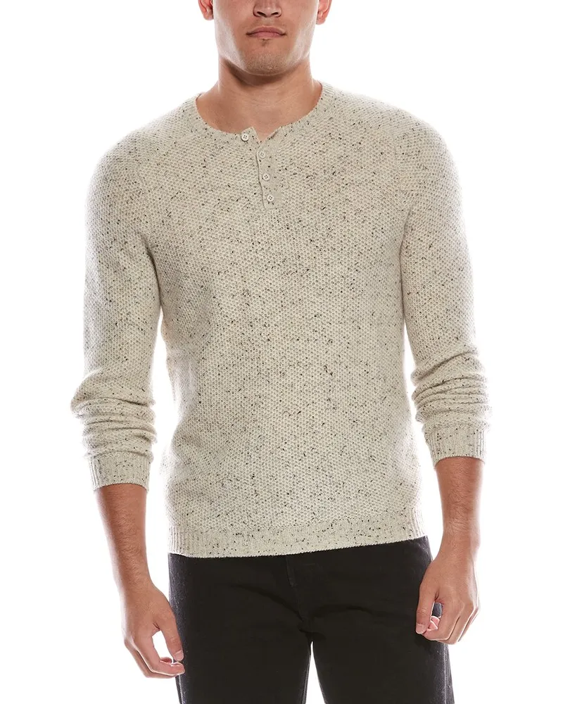 Autumn Cashmere Cashmere Honeycomb Henley Sweater Tan