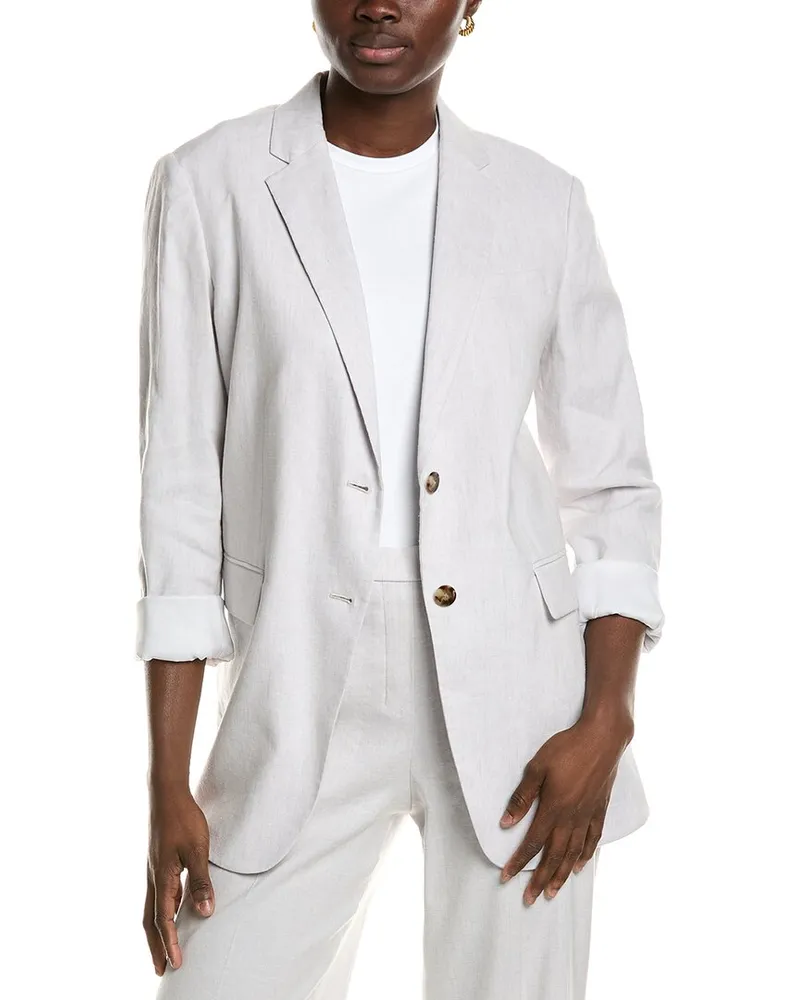 Theory Rolled Sleeve BF Linen-Blend J Jacket White