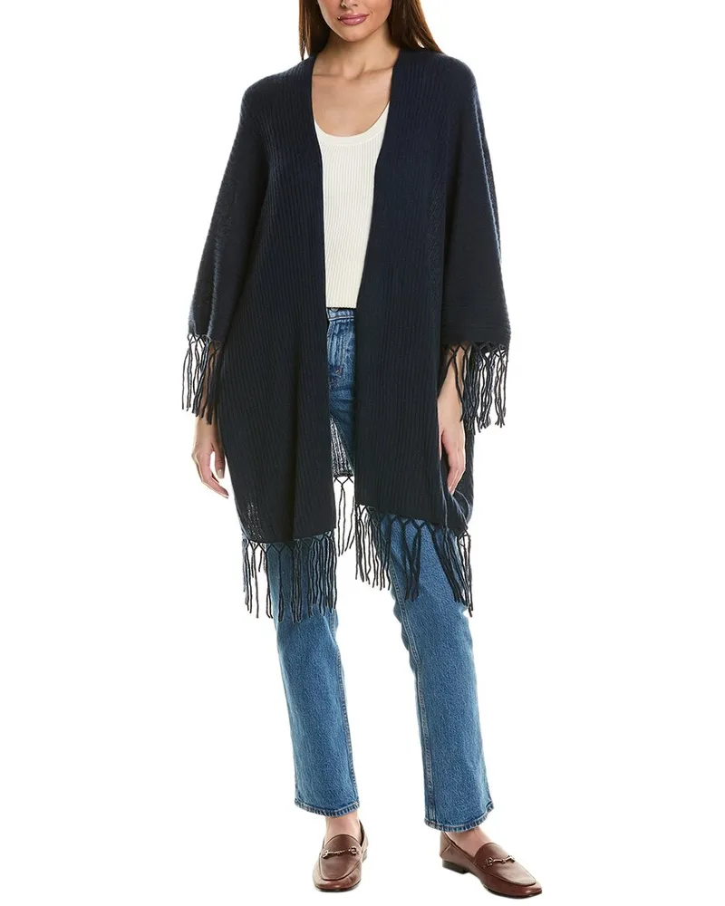 Autumn Cashmere Fringe Cashmere Shawl Navy