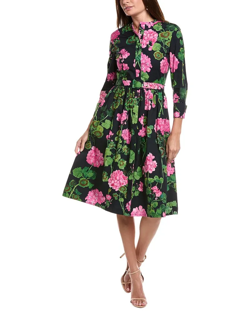 Oscar de la Renta Belted Shirtdress Blue