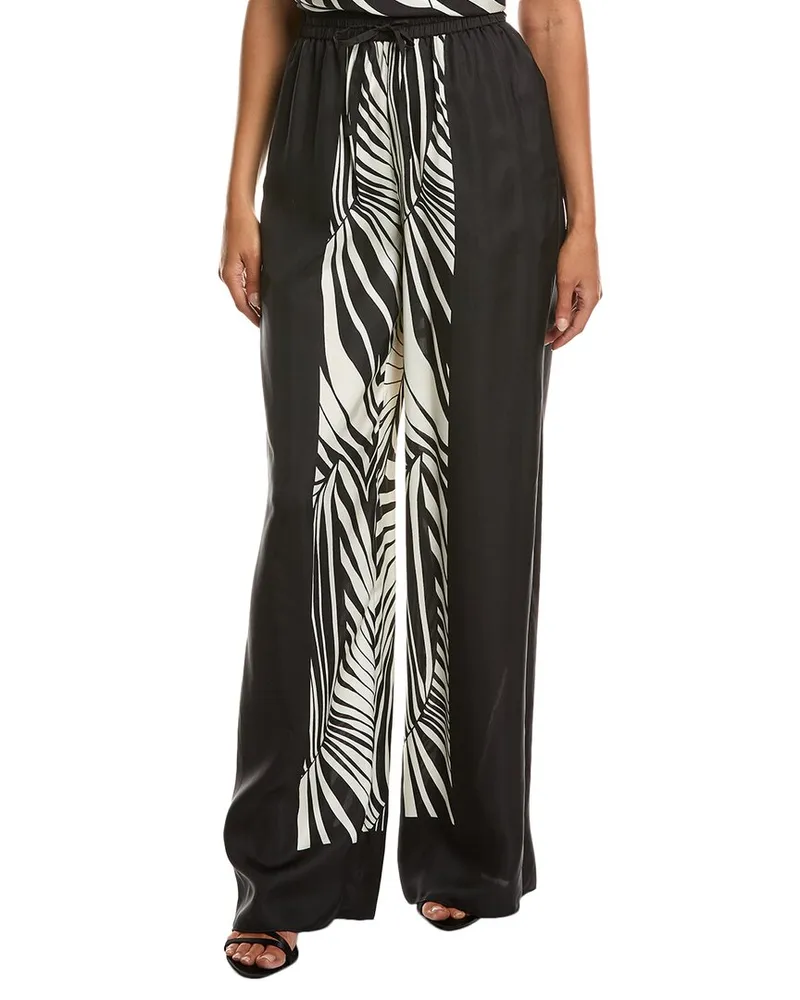 NICHOLAS Sandra Pull-On Wide Leg Silk-Blend Pant Black