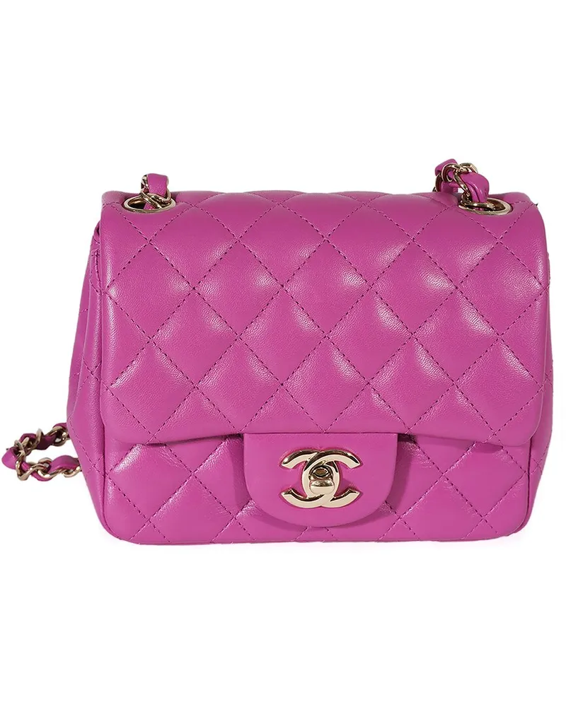 Chanel Purple Quilted Lambskin Mini Square Classic Flap Bag (Authentic Pre-  Loved Nocolor