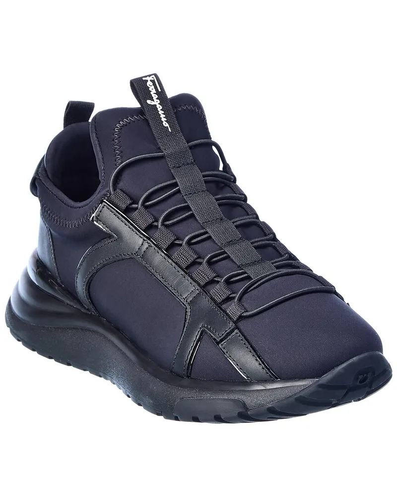 Ferragamo Shiro Neoprene & Leather Sneaker Black