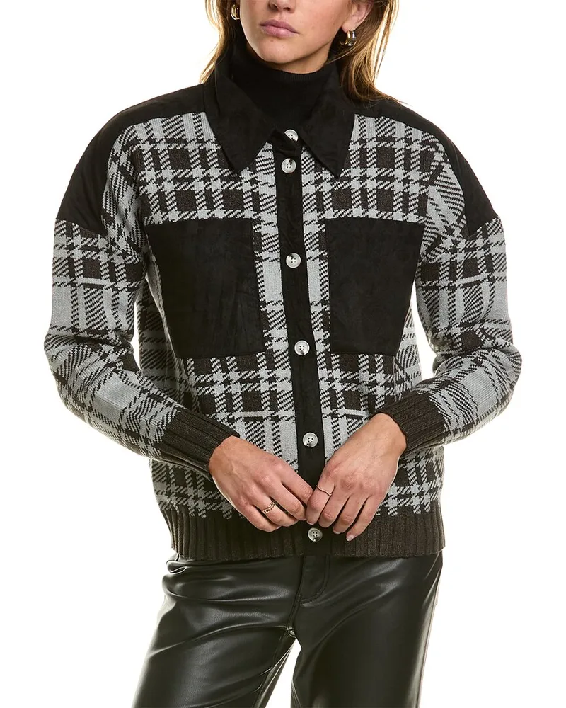 Central Park West Rhea Plaid Shacket Grey