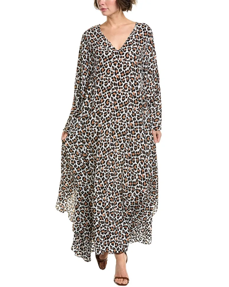 Michael Kors Silk Caftan Dress Brown