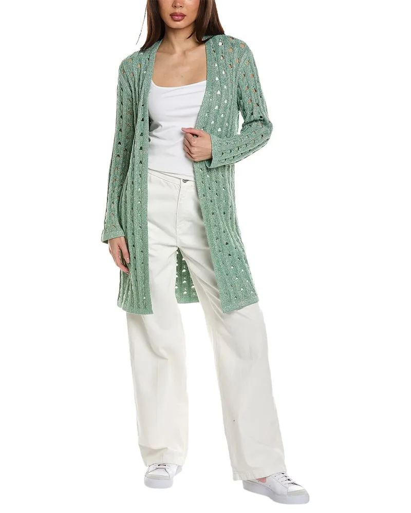 ST. JOHN Crochet Cardigan Green