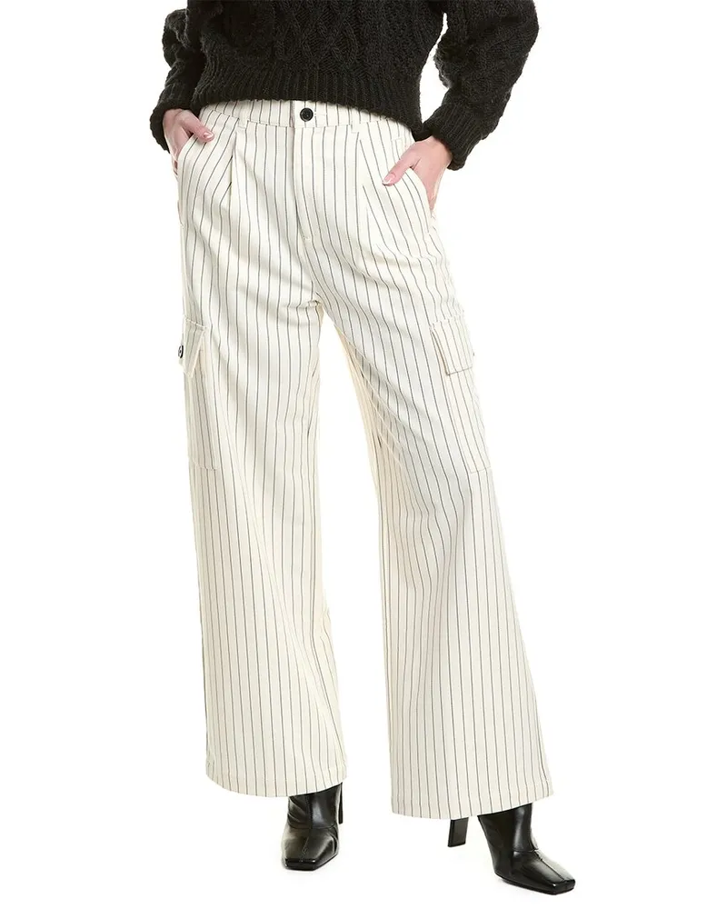 PISTOLA Brynn High-Rise Le Blanc Pinstripe Relaxed Cargo Pant White
