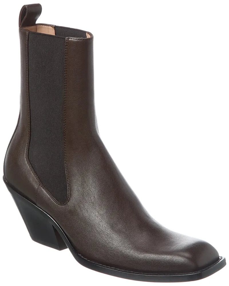 KHAITE Austin Leather Bootie Brown