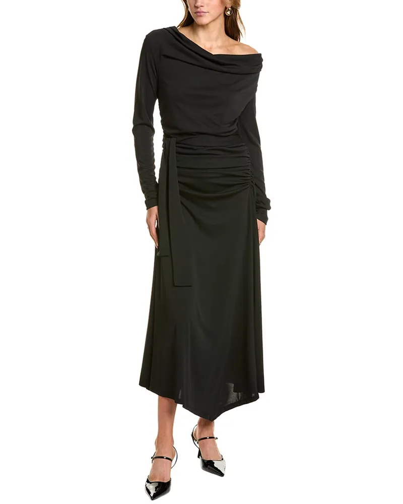 NICHOLAS Elysia Scarf Cowl Neck Midi Dress Black