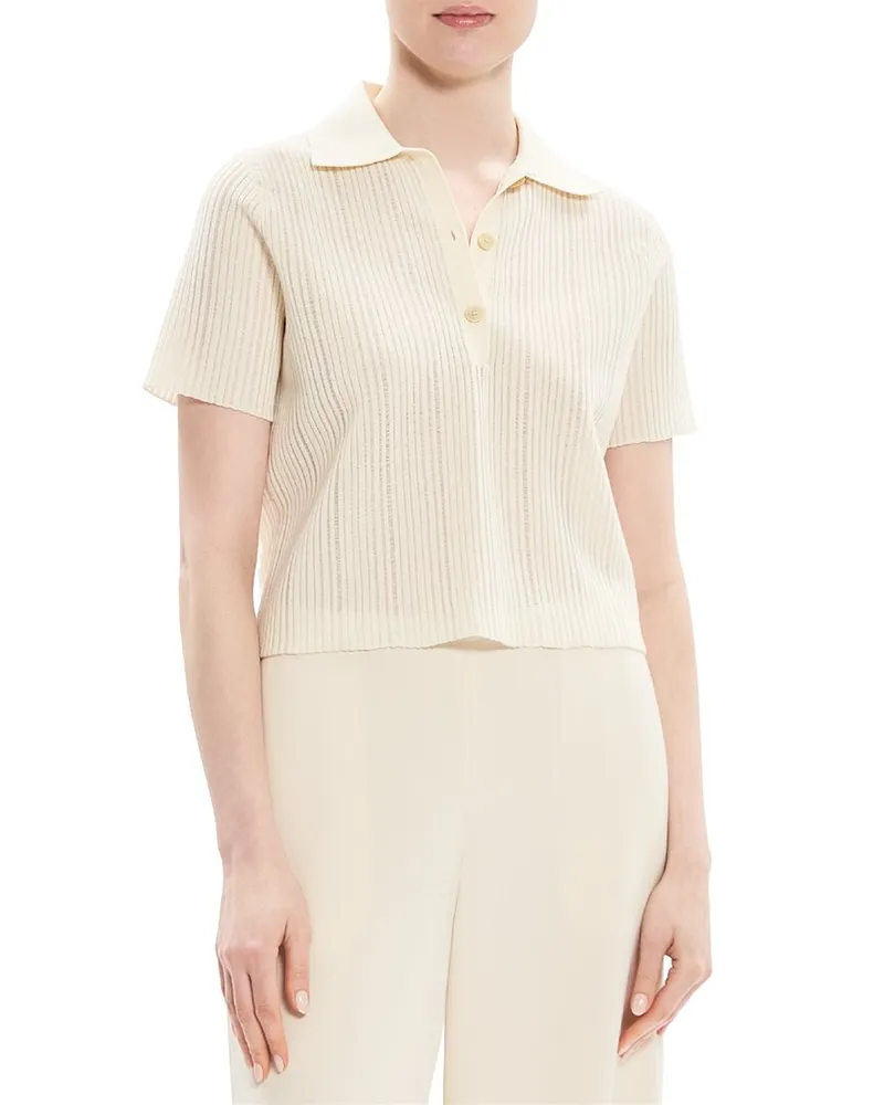 Theory Cropped Polo Sweater Nocolor