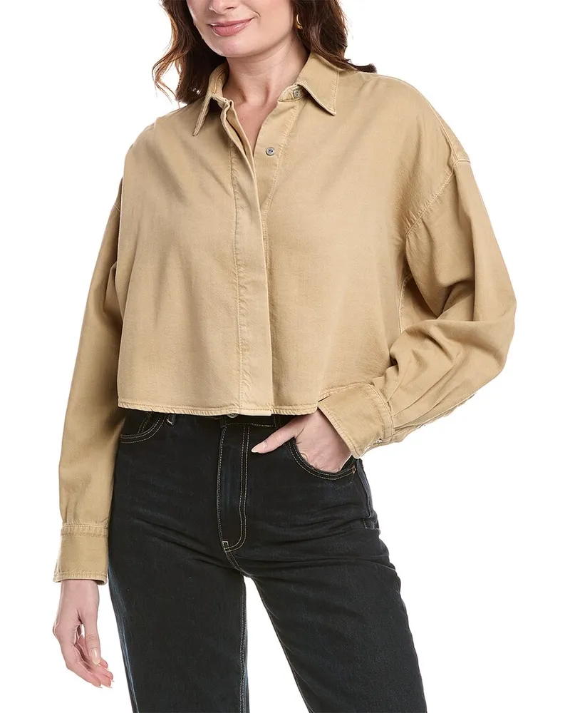 Rag & Bone Ultra Featherweight Beatrice Cropped Shirt Beige