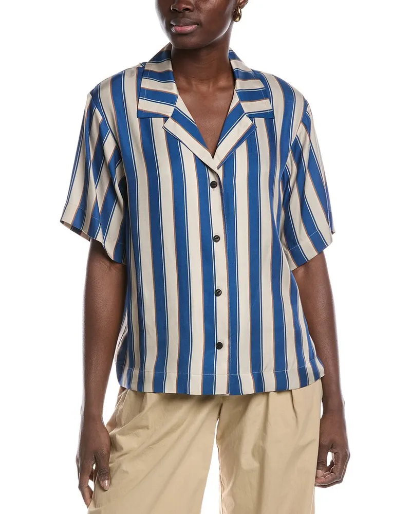 Rag & Bone Declan Silk-Blend Shirt Blue