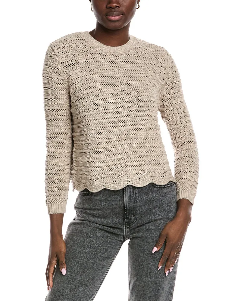 Autumn Cashmere Cotton by  Scallop Edge Sweater Brown