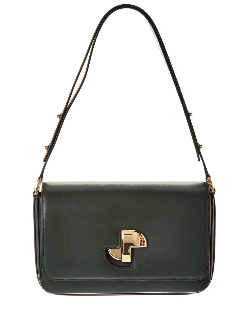 Patou Le Lock Leather Shoulder Bag Green