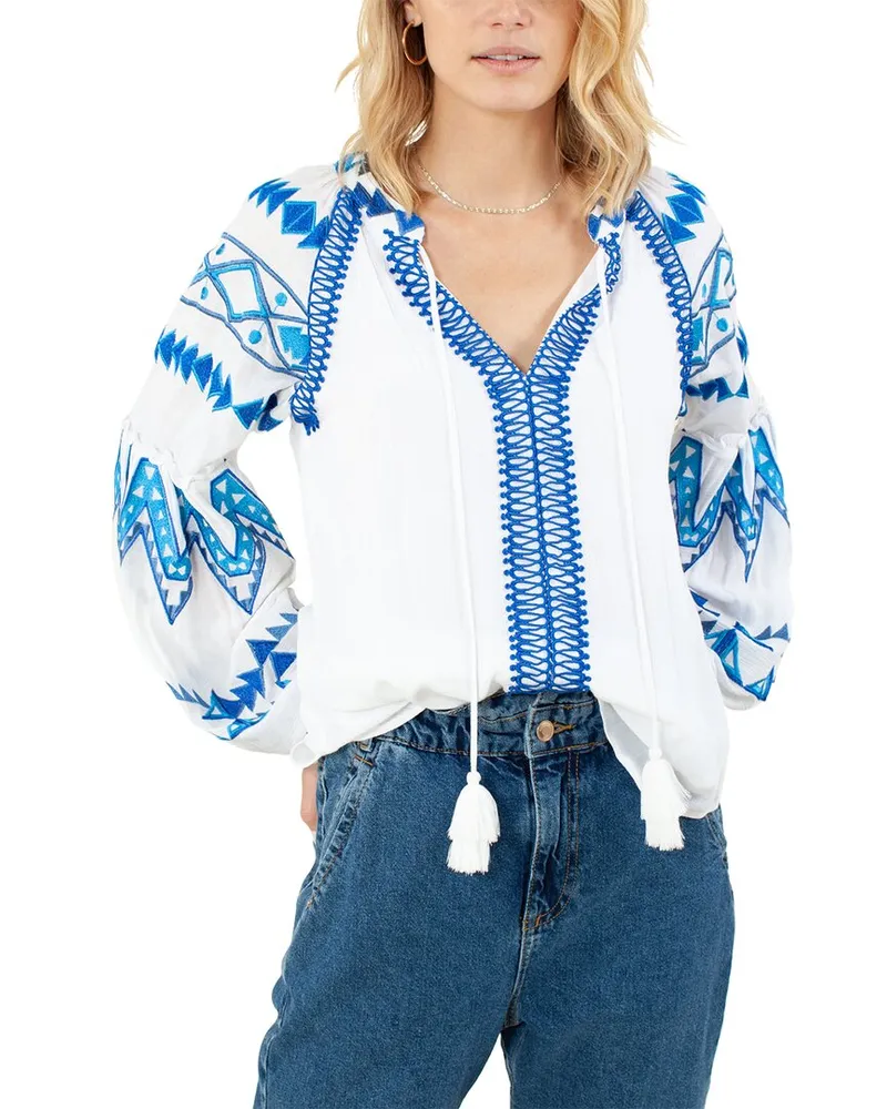 Hale Bob V-Neck Top Blue