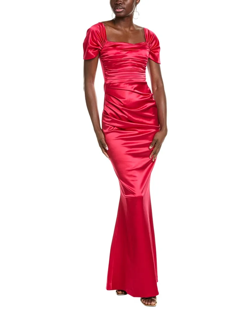 Chiara Boni Yudali Satin Midi Dress Red