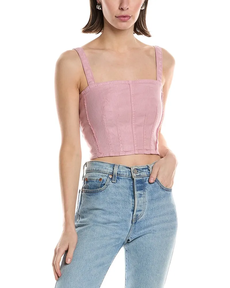 HUDSON Jeans Corset Linen-Blend Top Pink