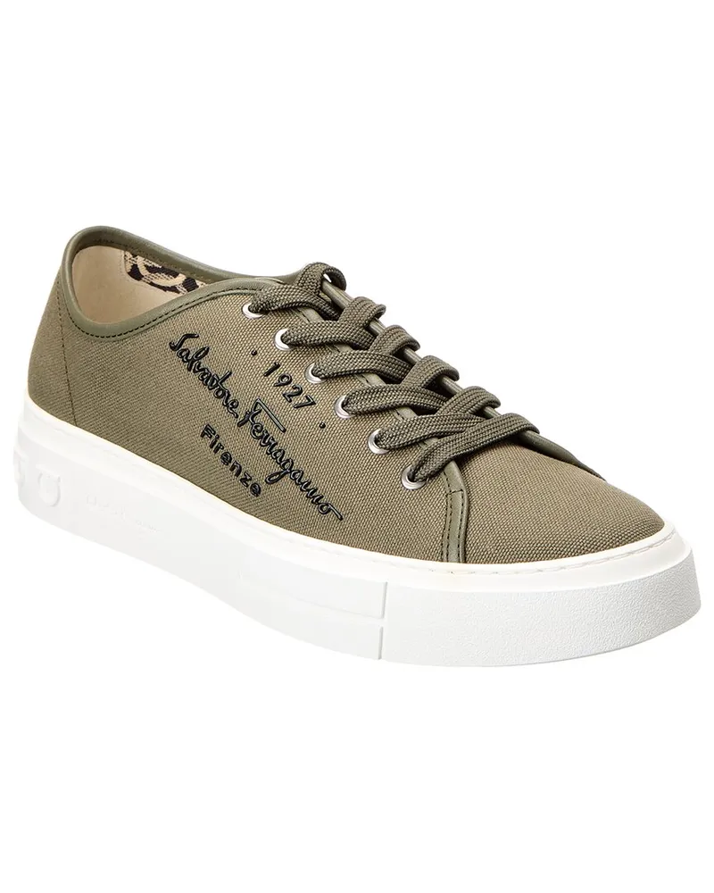 Ferragamo Mediterr Eco Canvas Sneaker Green