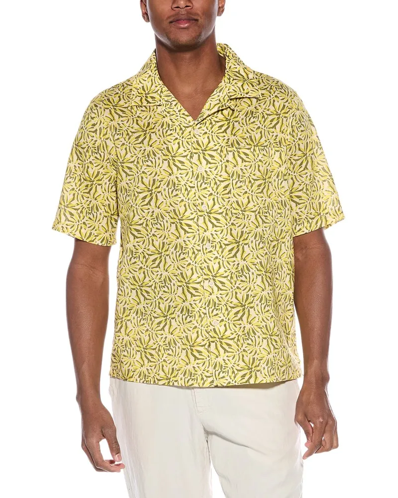 Onia Air Convertible Linen-Blend Vacation Shirt Yellow
