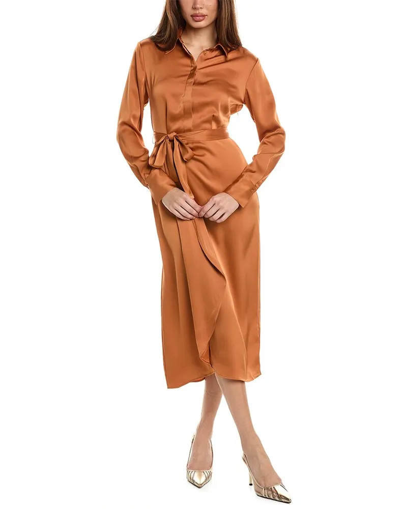 Reiss Arabella Shirt Midi Dress Red