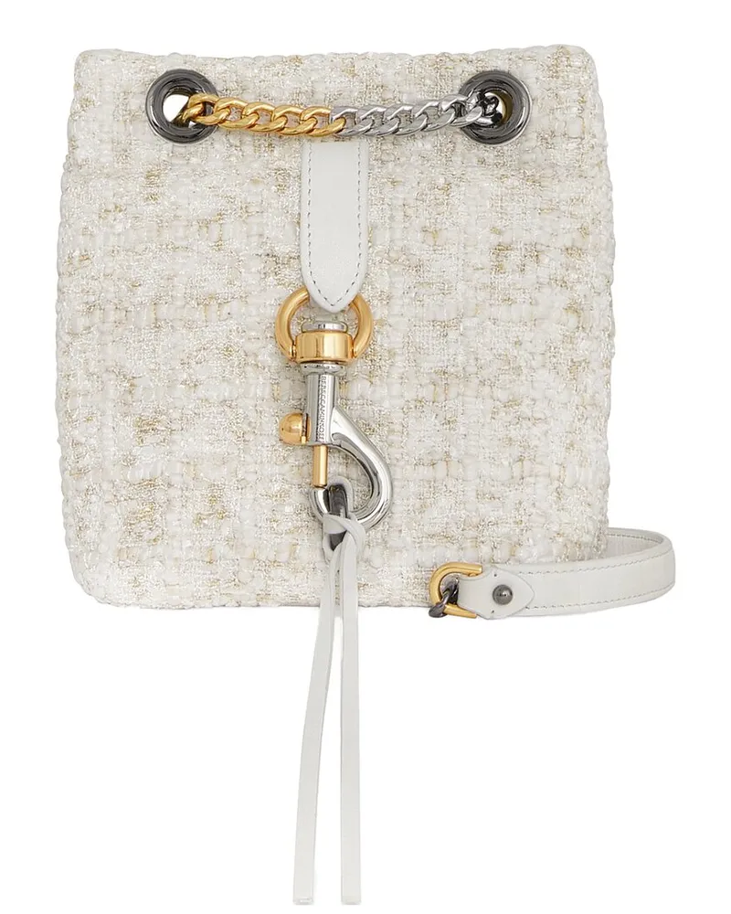 Rebecca Minkoff Edie Mini Leather-Trim Bucket Bag Brown
