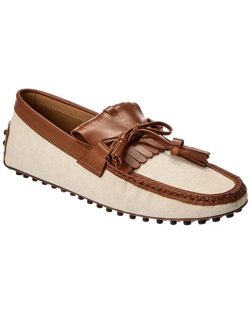 TOD'S TOD’s Canvas & Leather Loafer Brown