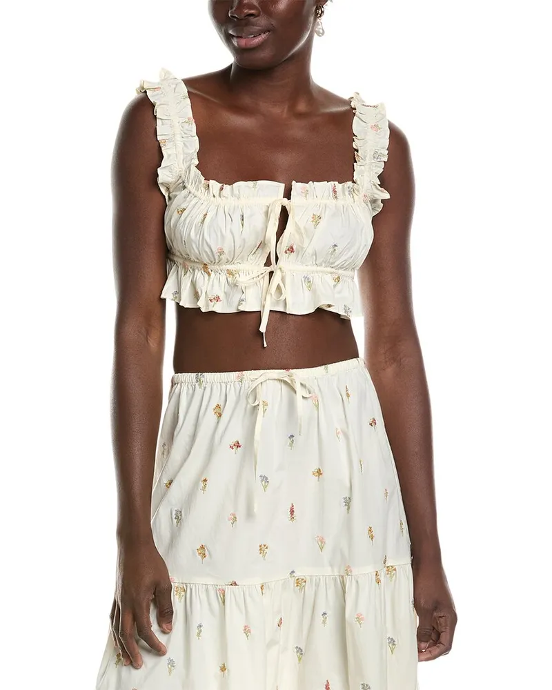 WeWoreWhat Double Tie Top White