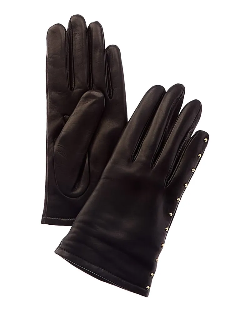 portolano  Studs Cashmere-Lined Leather Glove Black