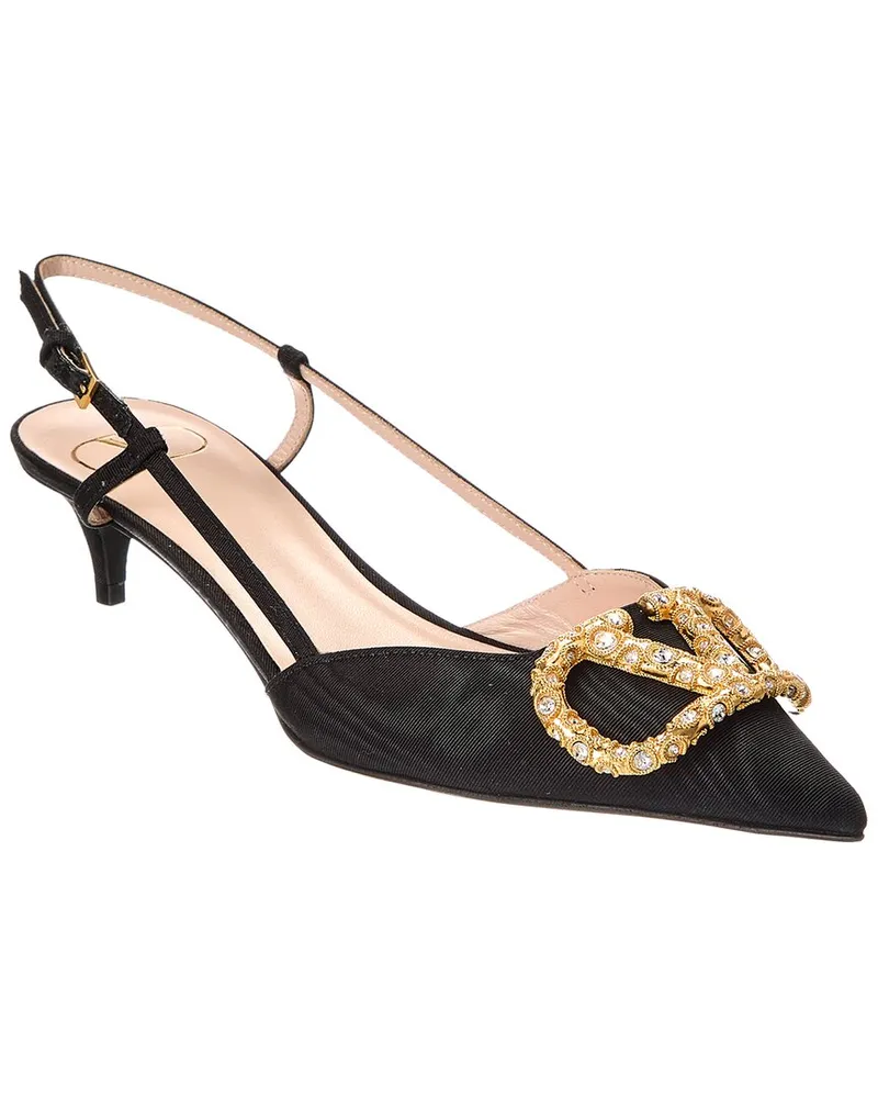 Valentino Garavani VLogo 40 Grosgrain Slingback Pump Black