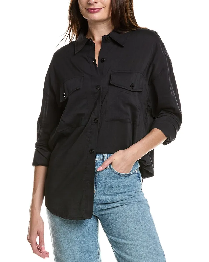 WeWoreWhat Boxy Button-Down Shirt Black