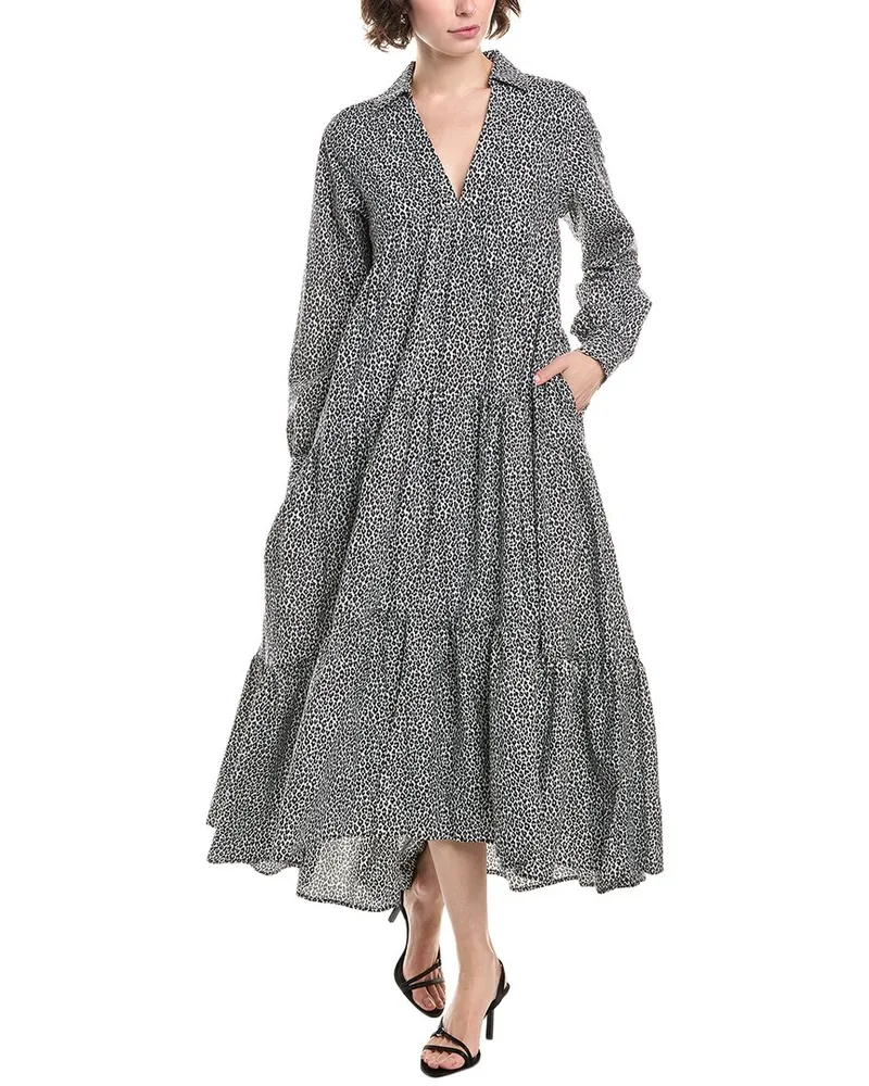 Michael Kors Pop Cheetah Silk-Blend Maxi Dress White