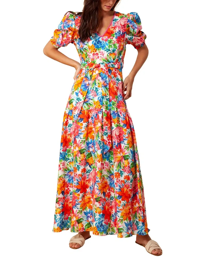 Hale Bob V Neck Linen Maxi Dress Nocolor