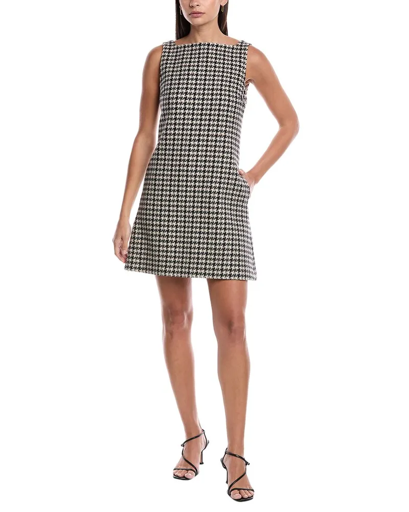 Theory Tweed Square-Neck Wool Mini Dress Brown