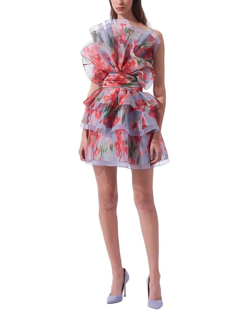 Carolina Herrera New York Strapless Tiered Ruffle Silk Mini Dress Nocolor