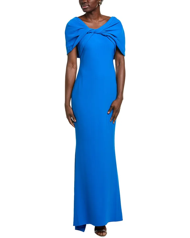 Badgley Mischka Twist Drape Gown Blue