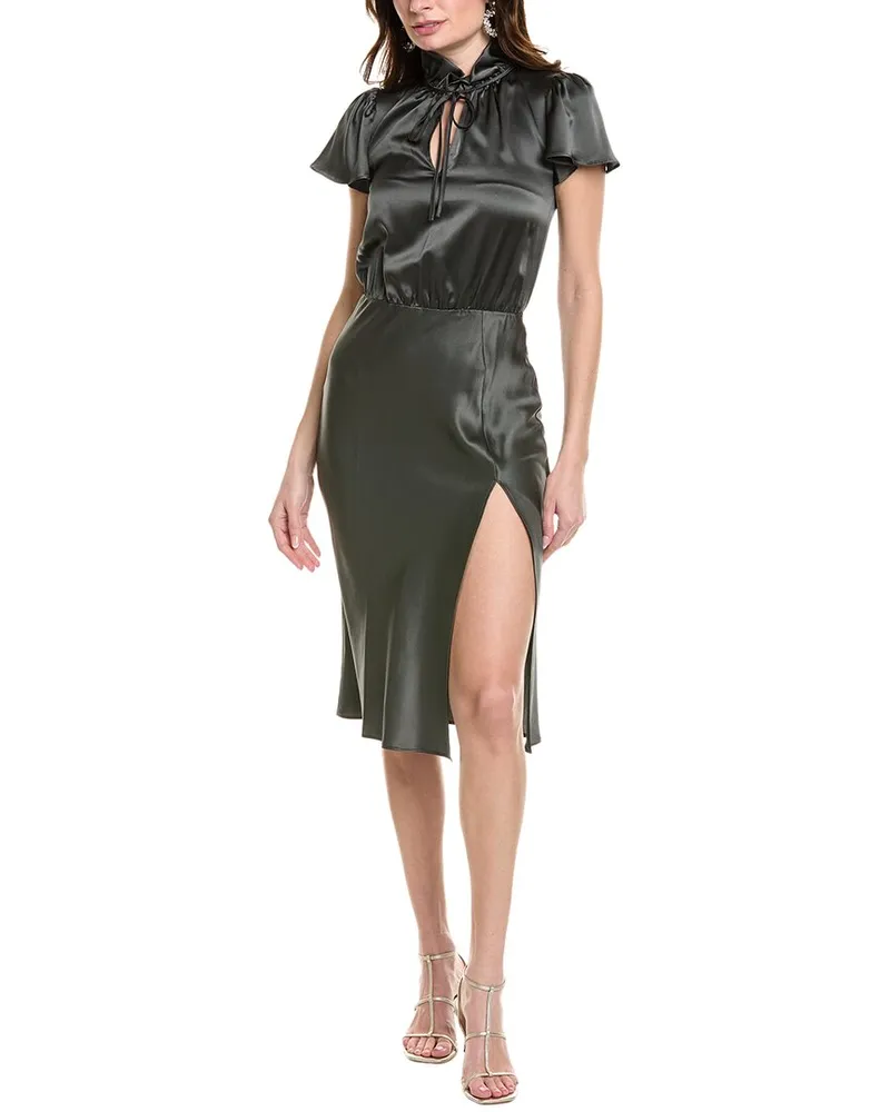 Amanda Uprichard Victoria Silk Midi Dress Grey