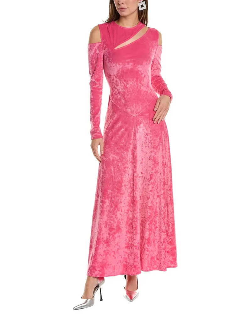 Ganni Velvet Jersey Maxi Dress Pink