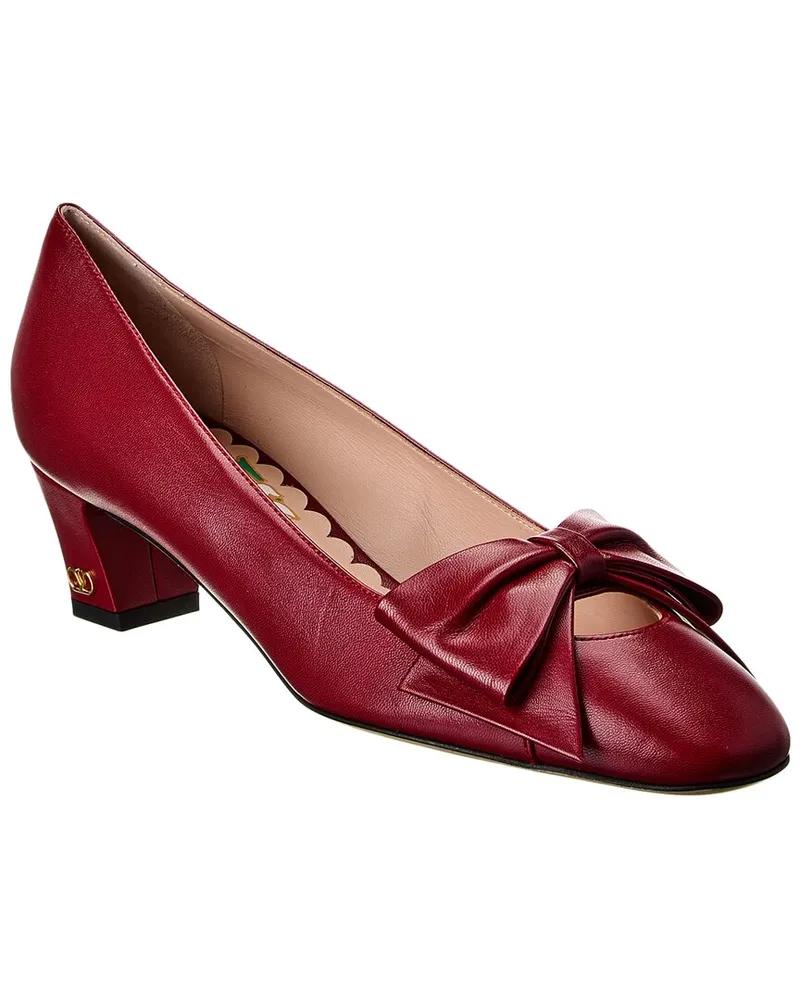 Valentino Garavani Bow 45 Leather Pump Red