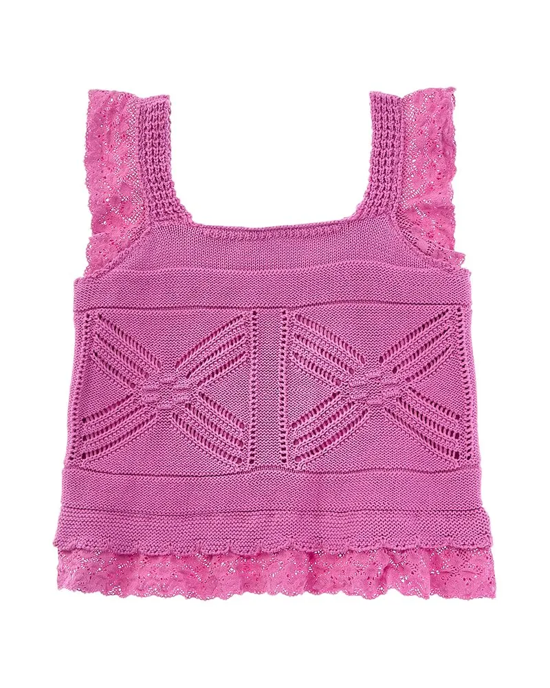 Splendid Crochet Sweater Tank Pink
