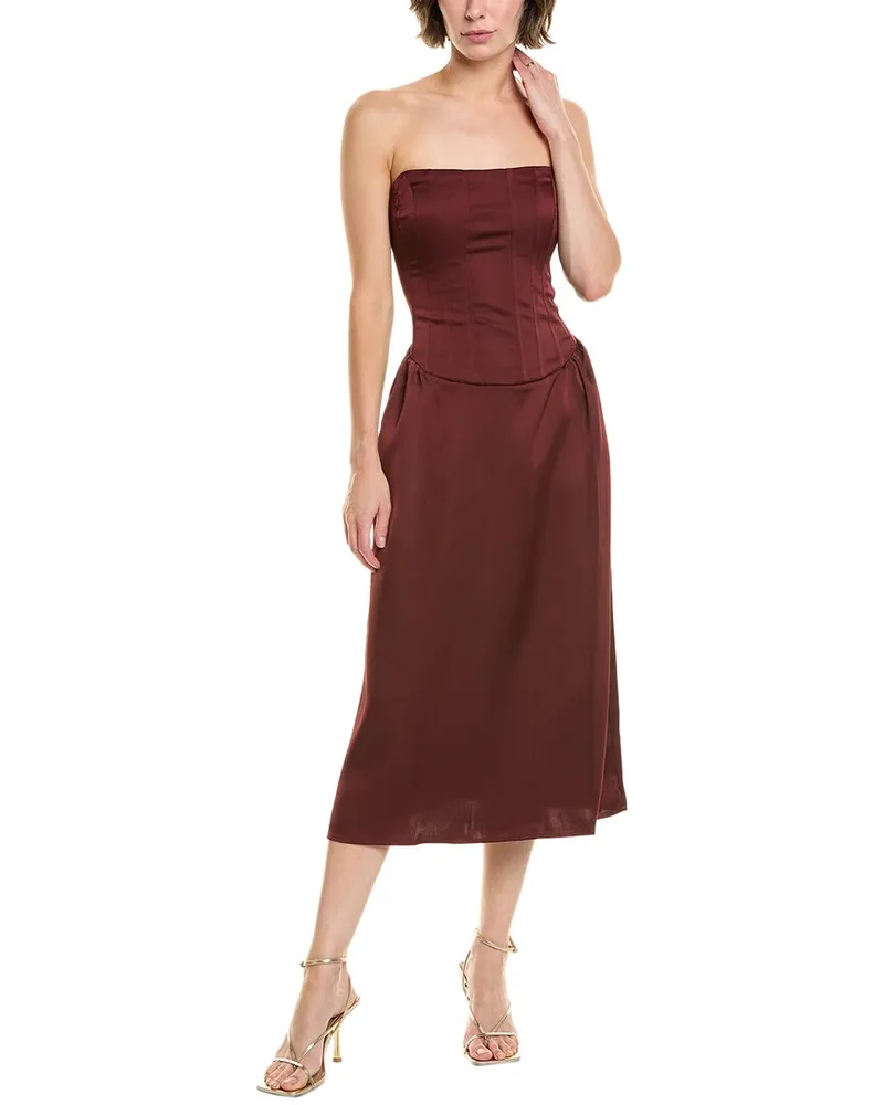 WeWoreWhat Corset Column Midi Dress Brown