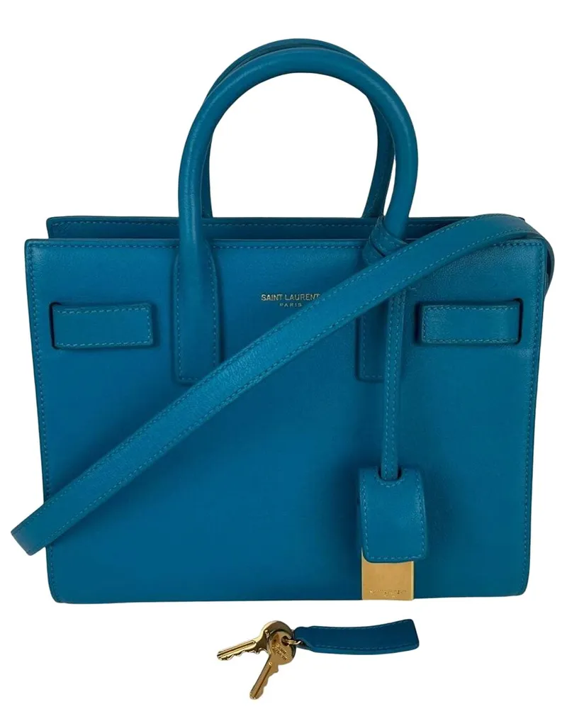 Saint Laurent Blue Leather Sac De Jour Crossbody (Authentic Pre-Loved Nocolor