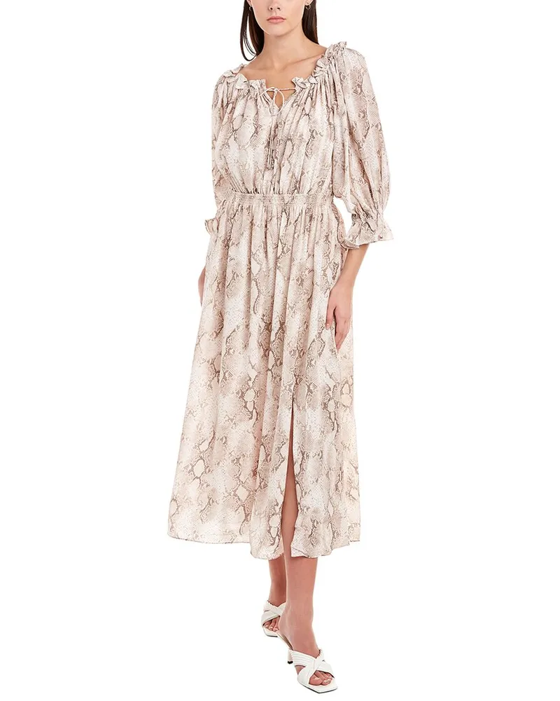 Elie Tahari Tie Front Midi Dress Brown