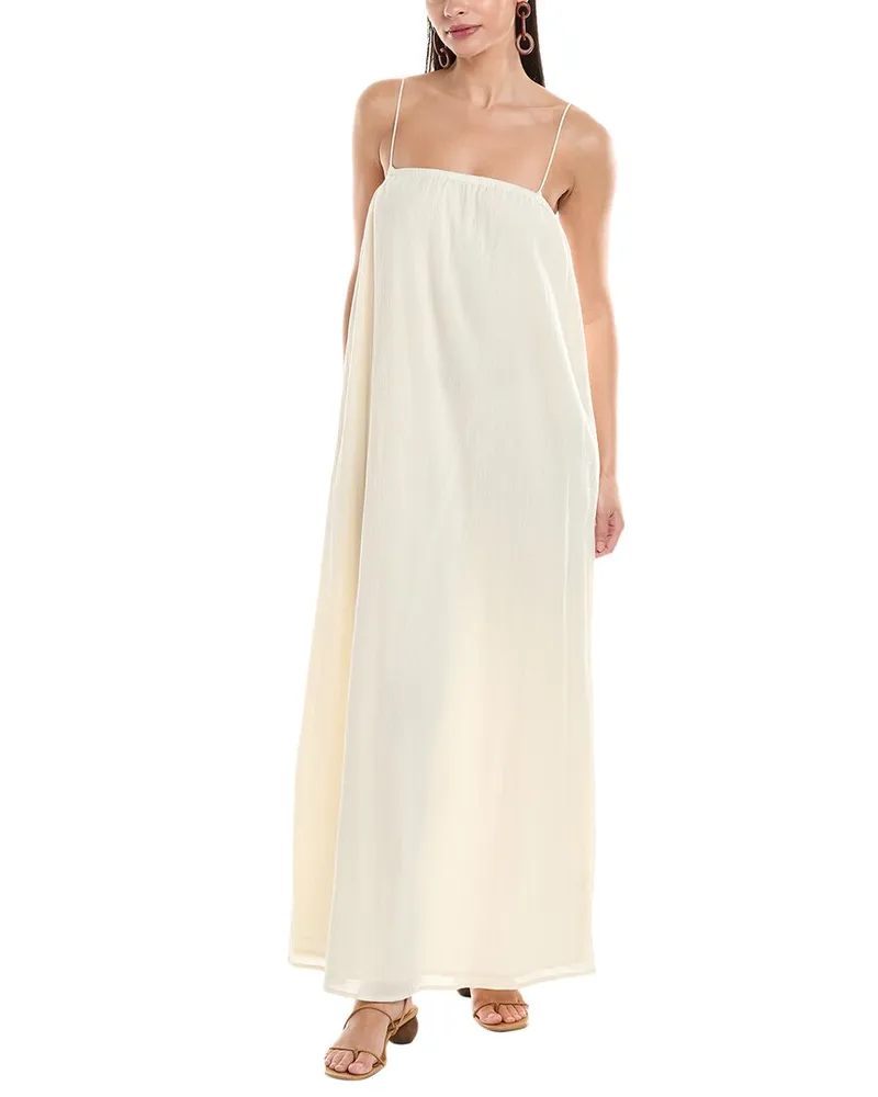 Onia Crinkle Gauze Maxi Dress Beige