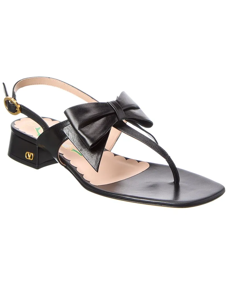 Valentino Garavani Bow 25 Leather Sandal Black