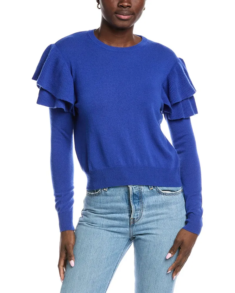 Autumn Cashmere Ruffle Cashmere Sweater Blue