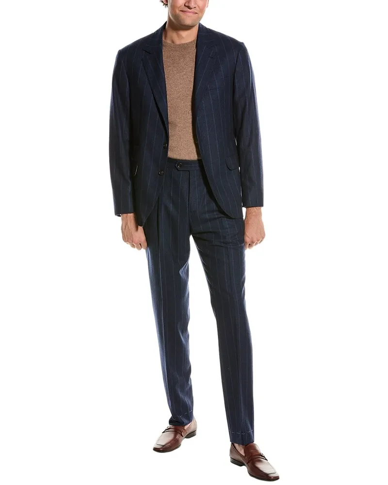 Brunello Cucinelli Wool Suit with Pleated Pant Nocolor