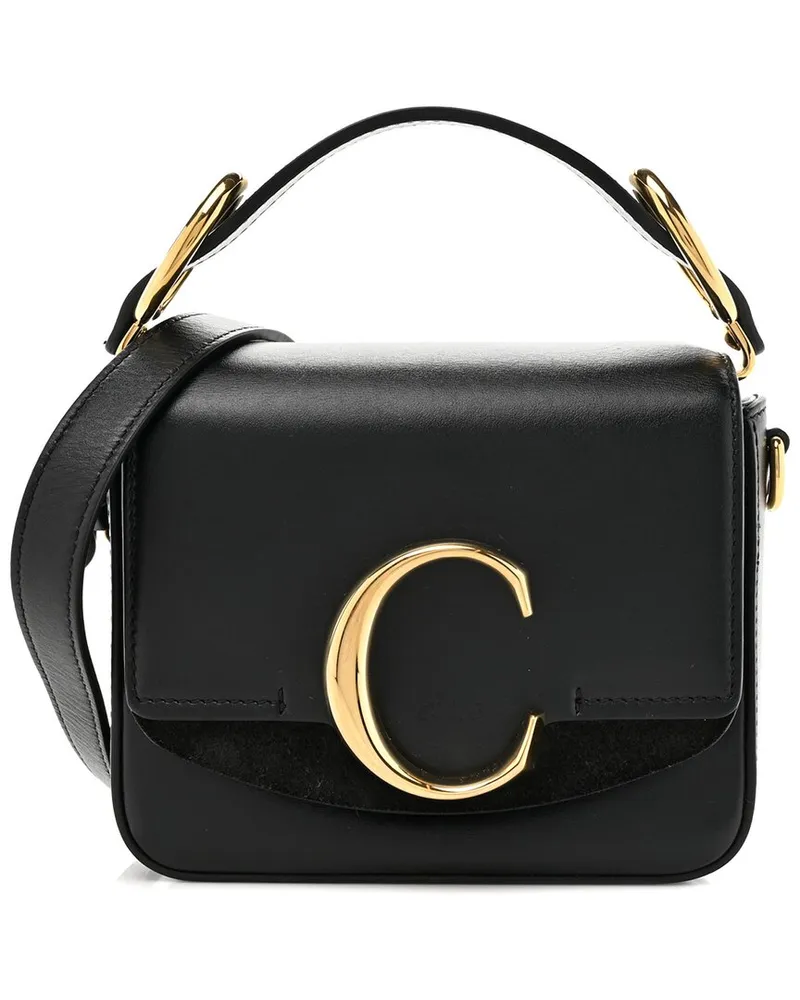 Chloé Black Calfskin Leather Shiny Mini C Double Carry (Authentic Pre-Loved Nocolor