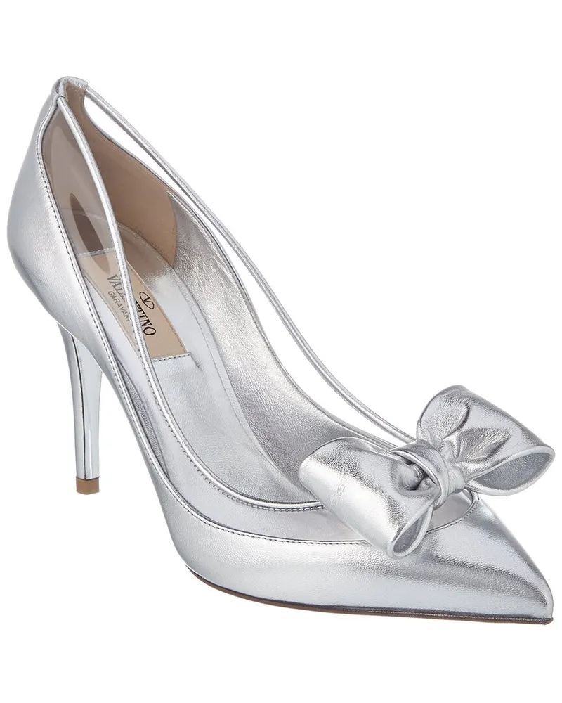 Valentino Garavani Dollybow Metallic Leather Pump Grey
