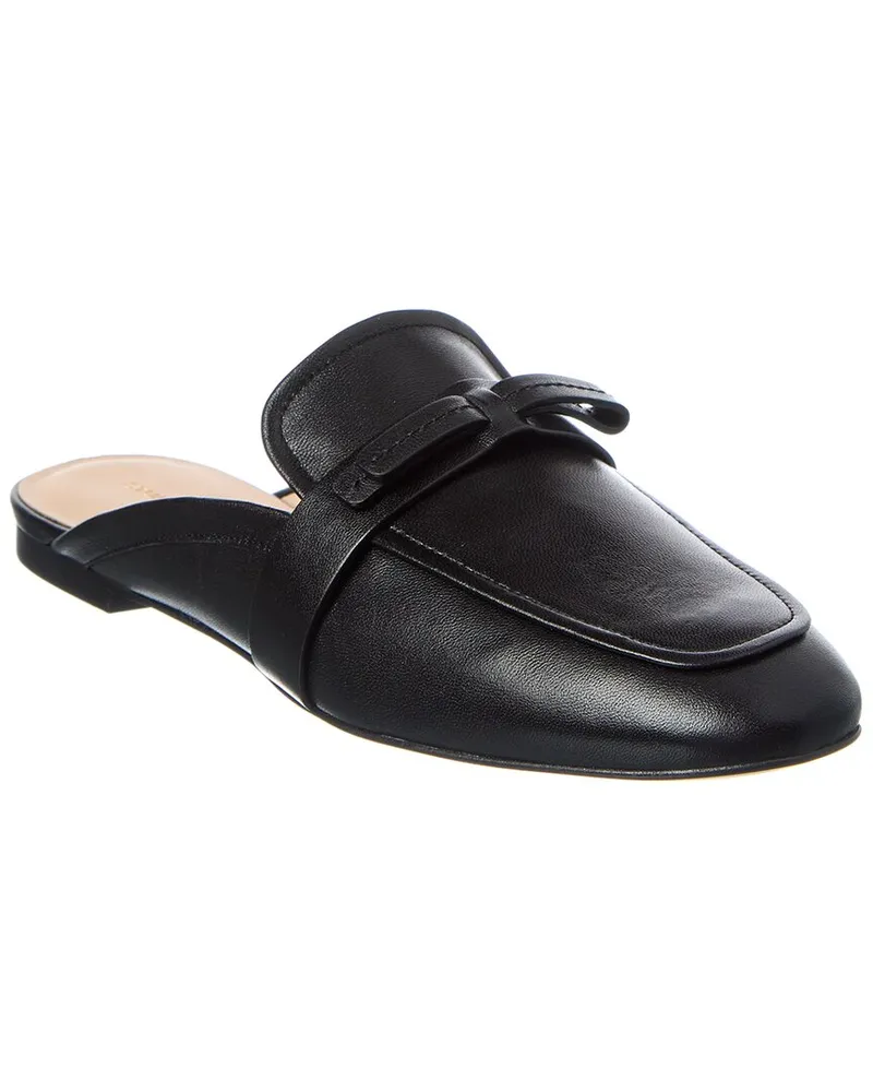 Stuart Weitzman Emma Bow Leather Mule Black