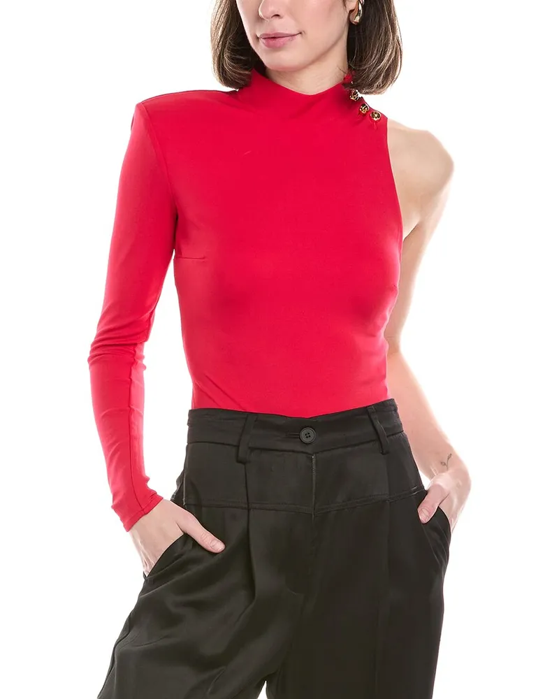Elisabetta Franchi Asymmetrical Bodysuit Red